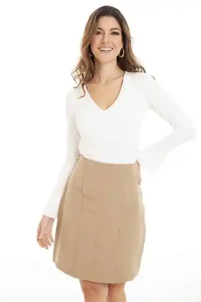 Falda Lápiz Aleska Color Beige Oscuro Talla 14 Ragged