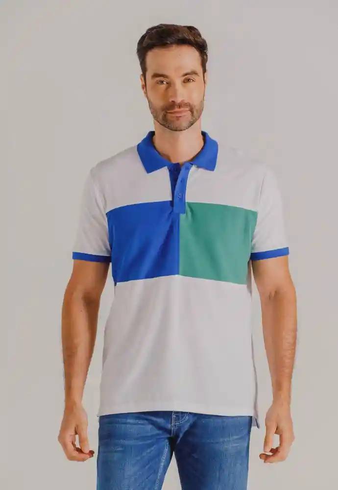 Camiseta Polo Bloques M-blanco