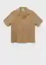 Camisa Cabrera Beige Talla S Hombre Mango