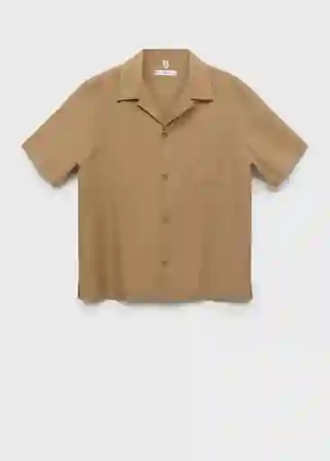 Camisa Cabrera Beige Talla S Hombre Mango