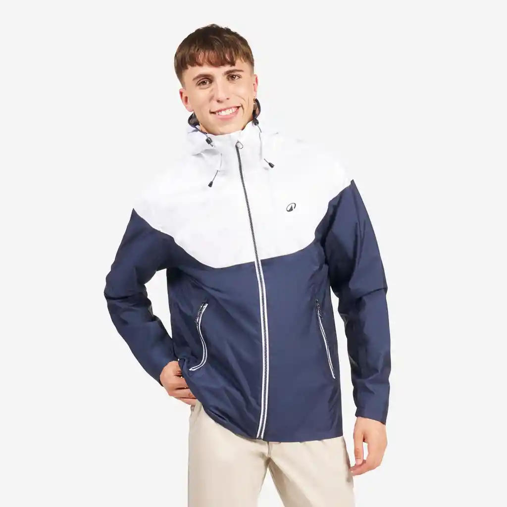 Chaqueta Impermeable Vela Sailing 100 Hombre Azul Oscuro - Blanco