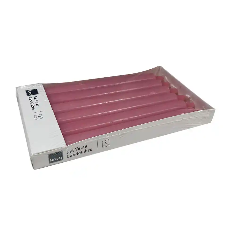 Pack Velas Krea Candelabro Rosa 6 Piezas