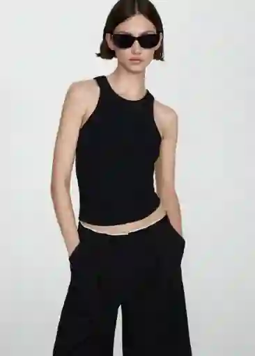 Top Boni Negro Talla L Mujer Mango