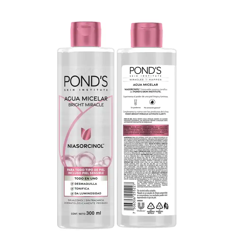 Agua Micelar Ponds Milagro Niasorcinol