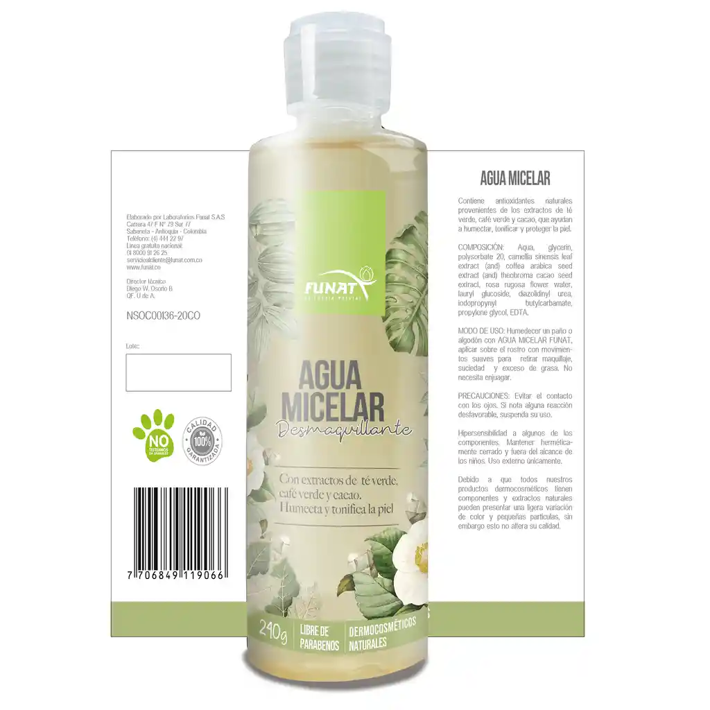 Funat Agua Micelar Desmaquillante