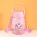 Vaso de Plástico Cat Con Correa Para el Hombro Rosa Miniso