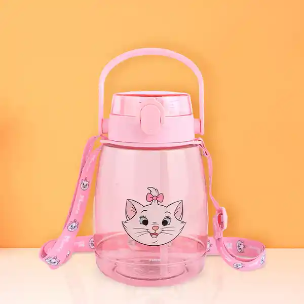 Vaso de Plástico Cat Con Correa Para el Hombro Rosa Miniso
