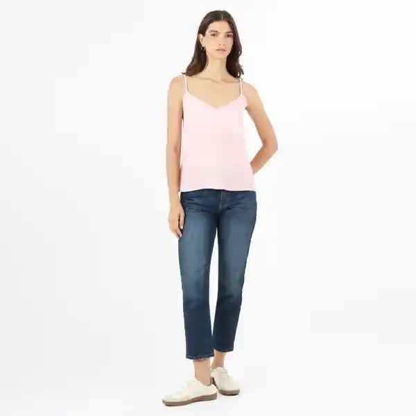 Blusa Cuello V Manga Tiras Rosado Talla XS 694117