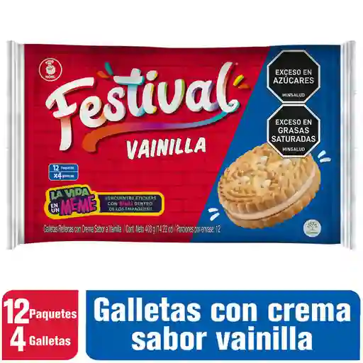 Festival Galletas Rellenas de Crema Sabor a Vainilla