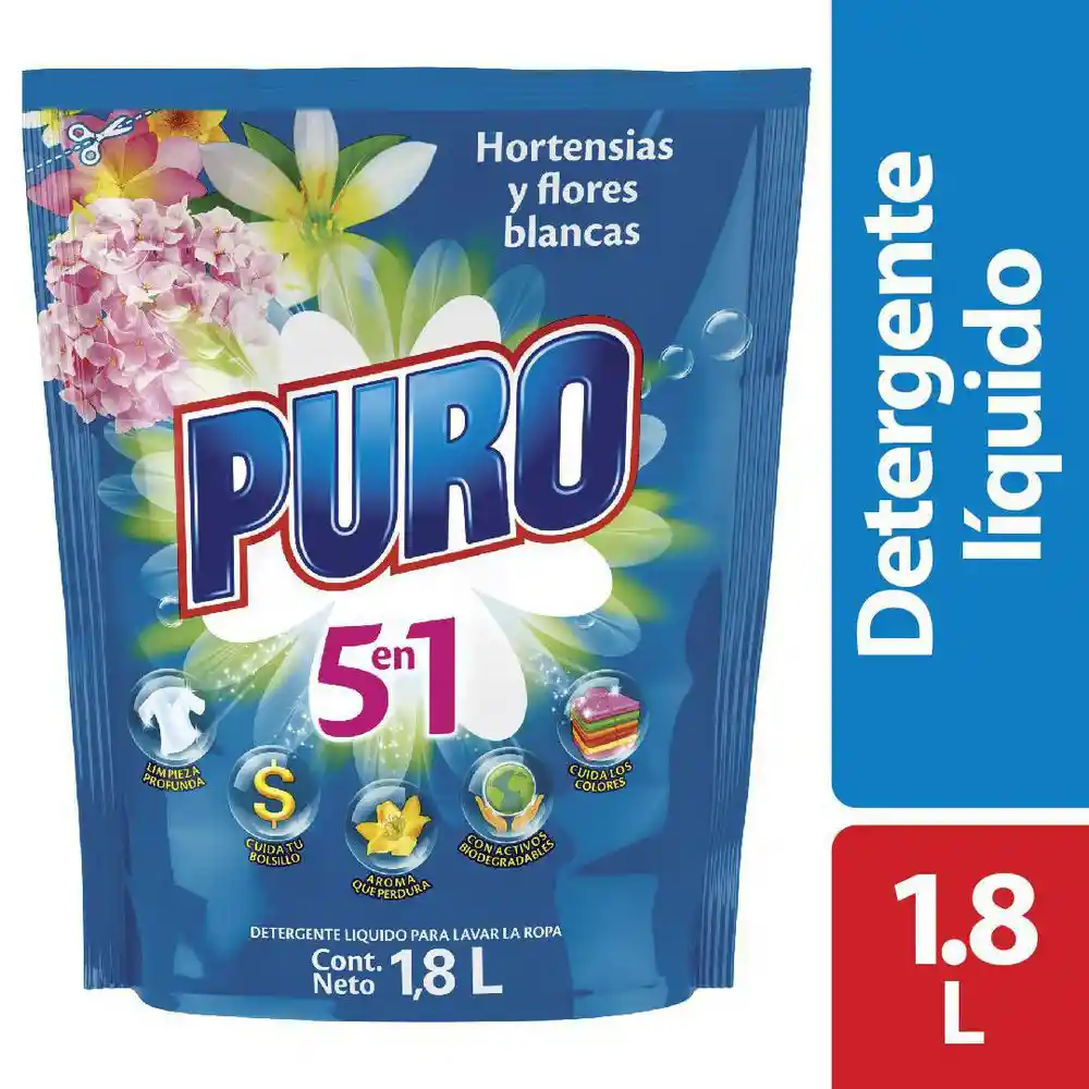 Puro Detergente Líquido para Ropa Aroma Floral 5 en 1