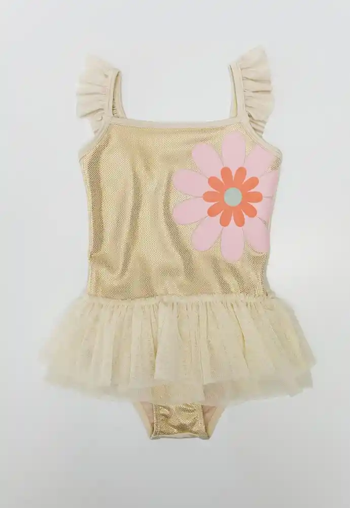 Vestido Baño Entero 9/12meses-ivory