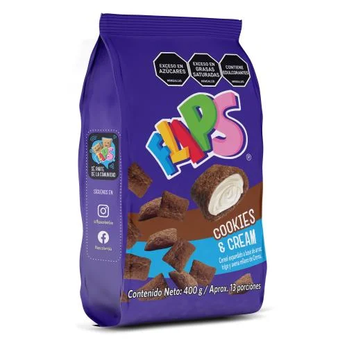 Flips Cereal Sabor a Cookies & Cream 400 g