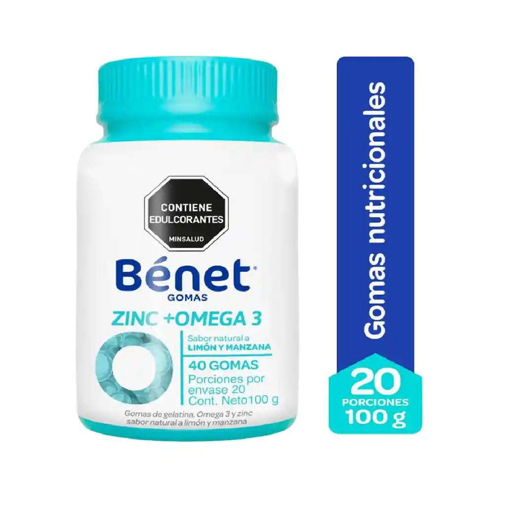 Benet Zinc + Omega 3 Gomas