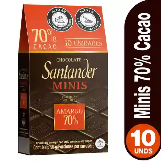 Santander Chocolate Amargo Mini con 70 % de Cacao
