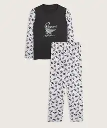 Pijama Camiseta Mangas Estampadas Pantalón Bota Recta