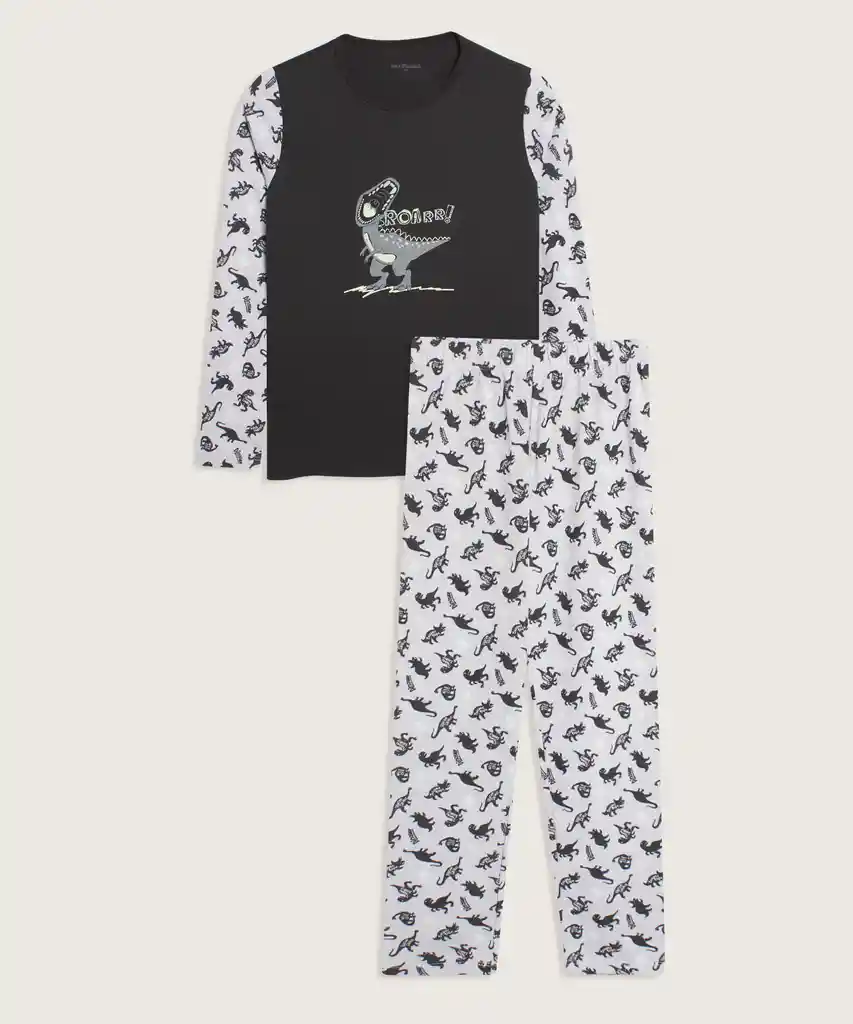 Pijama Camiseta Mangas Estampadas Pantalón Bota Recta