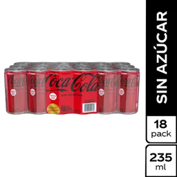 Gaseosa Coca-Cola Sin Azucar 235 ml x 18 Unds