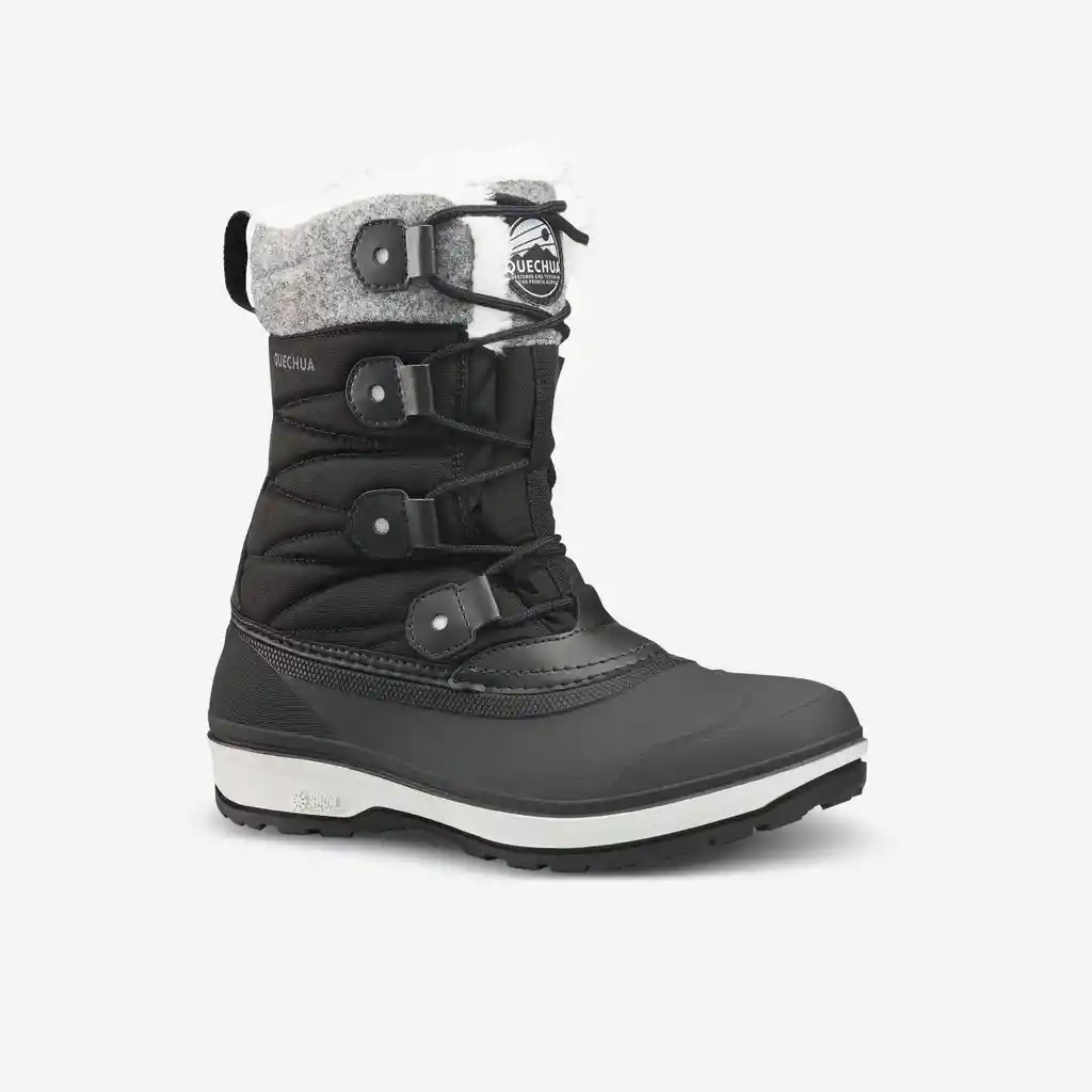 Botas de Nieve Cálidas Impermeables Caña Alta Para Mujer Sh500 Negro