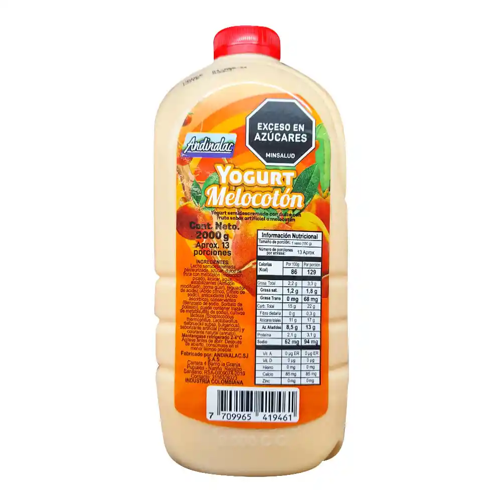Yogurt Andinalac Melocoton