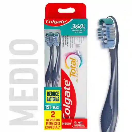 Colgate Cepillo de Dientes Medio 360° + Crema Dental Total