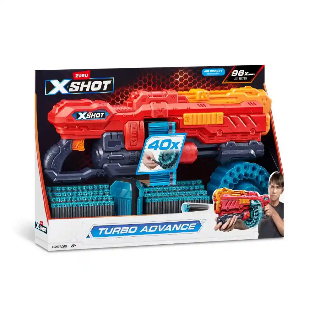 Lanzadardos Xshot Turbo Advance Rojo Con 96 Dardos