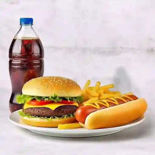 2burgers American+ 1 Dog American+gaseos