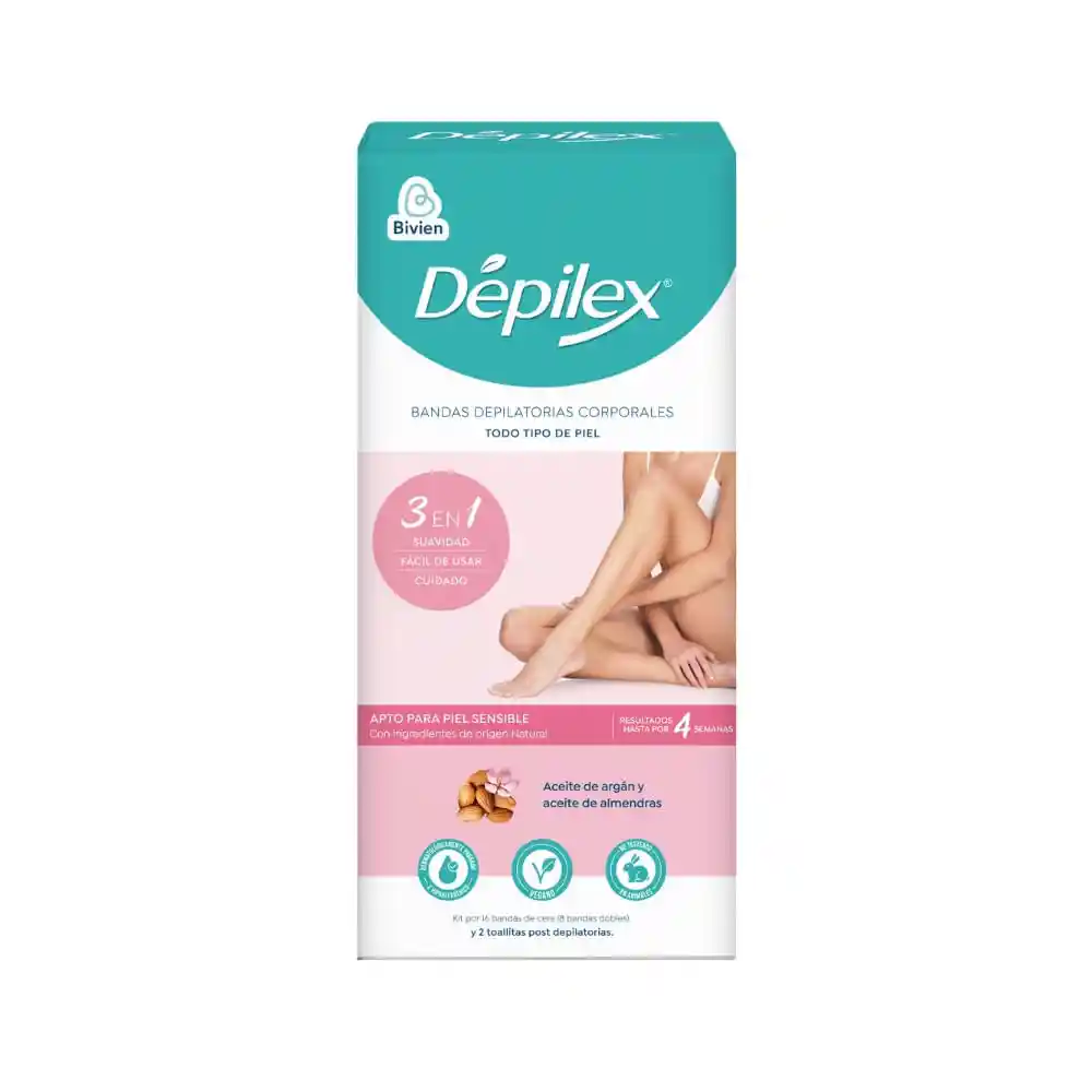Bandas Depilatorias Depilex Corporal Todo Tipo de Piel Caja