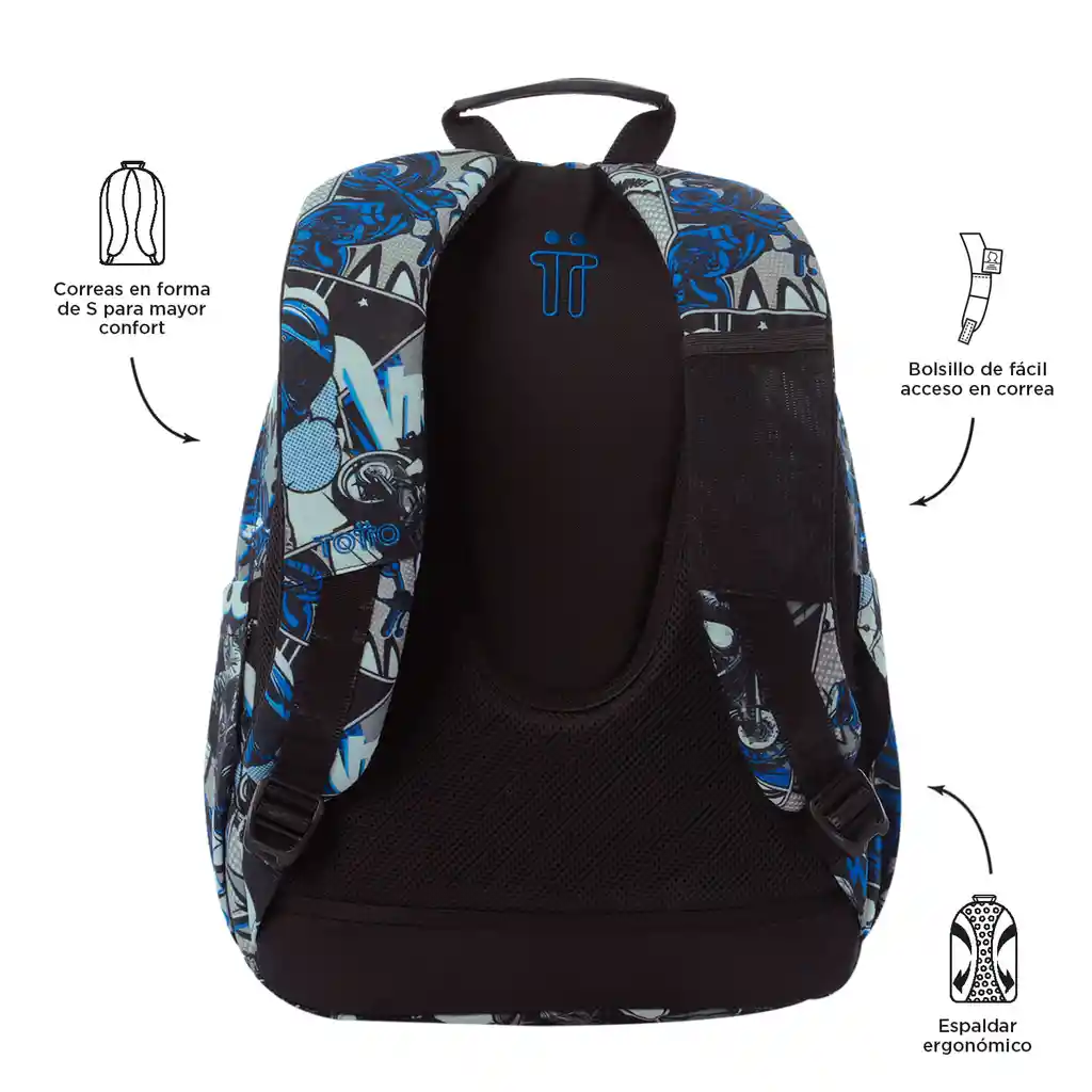 Morral Juvenil Porta Pc 14" Acuarela Gris
