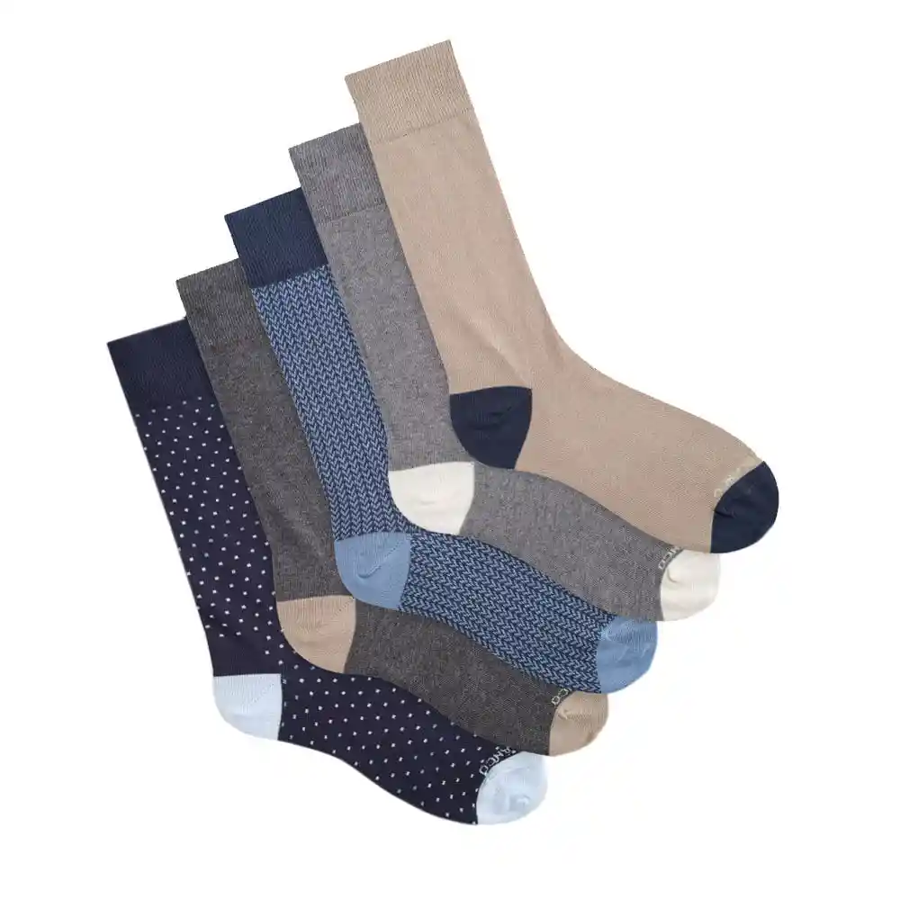 Medias Casuales Largo Masculino Brecia X5 Punto Blanco Talla 10-12