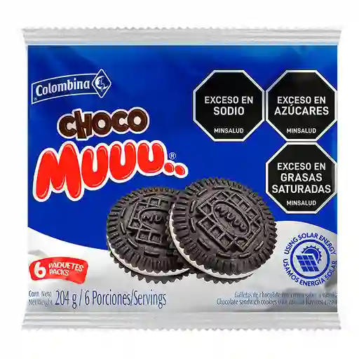 Choco Muuu Galletas De Chocolate Con Crema Sabor A Vainilla por 6 und
