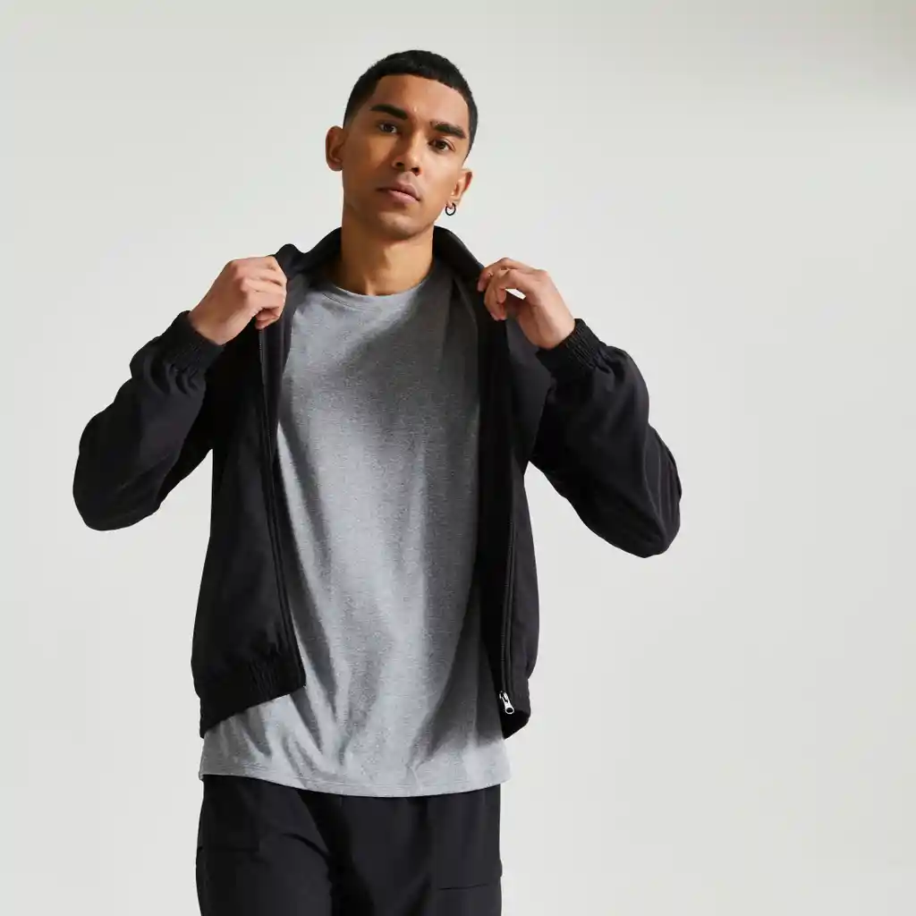 Chaqueta Liviana y Transpirable de Fitness Para Hombre Domyos 100 Negro