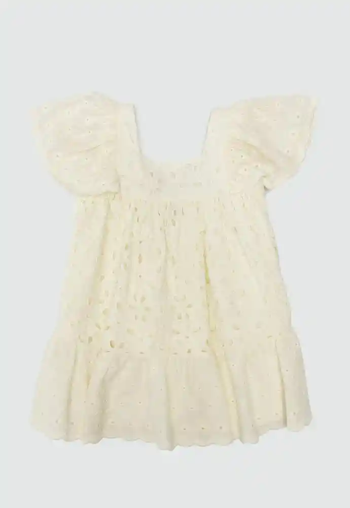 Vestido Manga Corta 3t-ivory