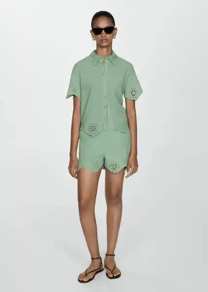 Camisa Dam-H Verde Talla XS Mujer Mango