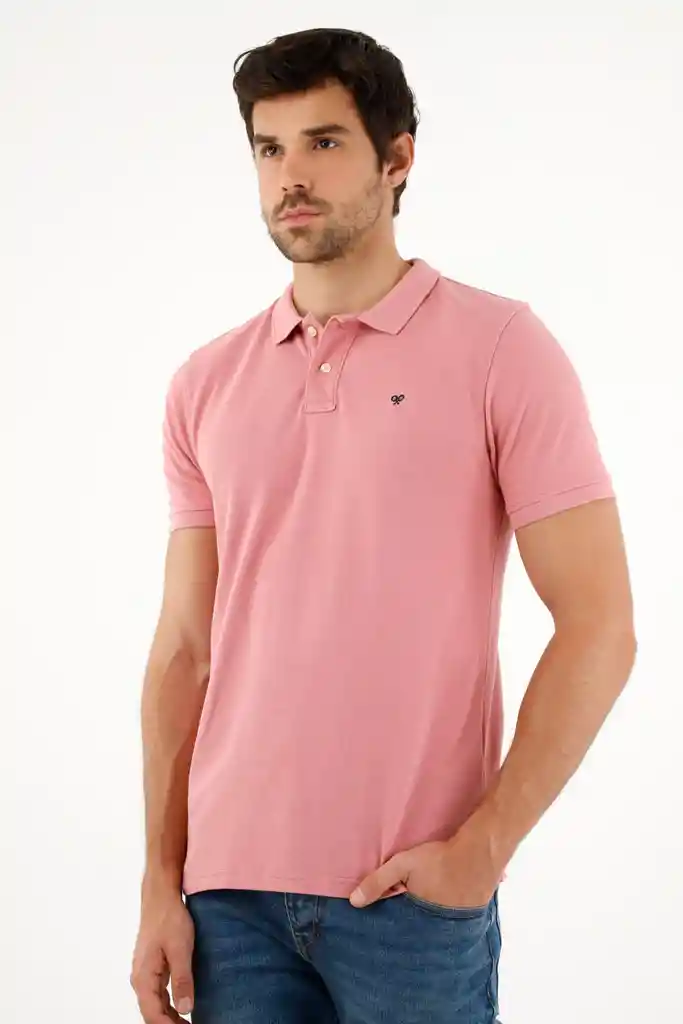 Polo Rosada Con Raqueta Multicolor Para Hombre