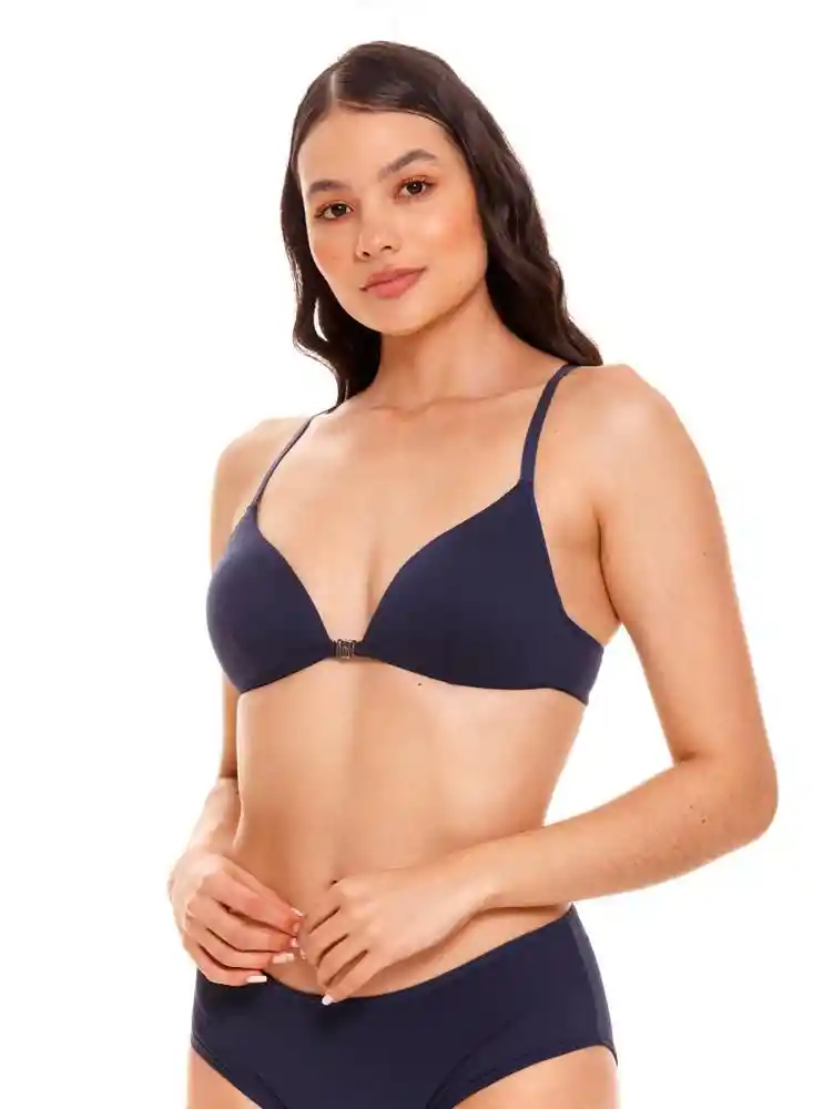 Brasier Triangular Con Broche Frontal 32b-azul