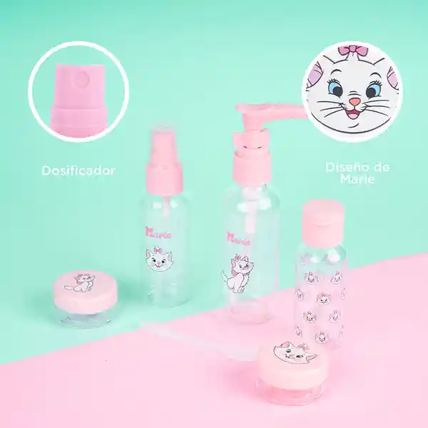 Set de Botellas de Viaje Disney Cat Marie Miniso