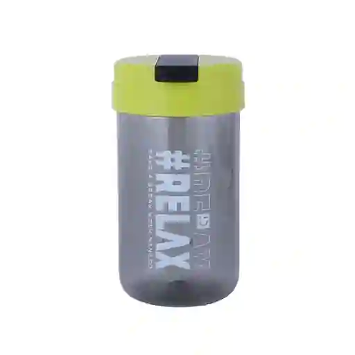 Vaso Plástico Con Tapa Abatible de Letter Negro 500 mL Miniso