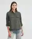 Camisa Ml Cargo Shaket Verde Soldado Ultraoscuro Talla S Mujer Chevignon