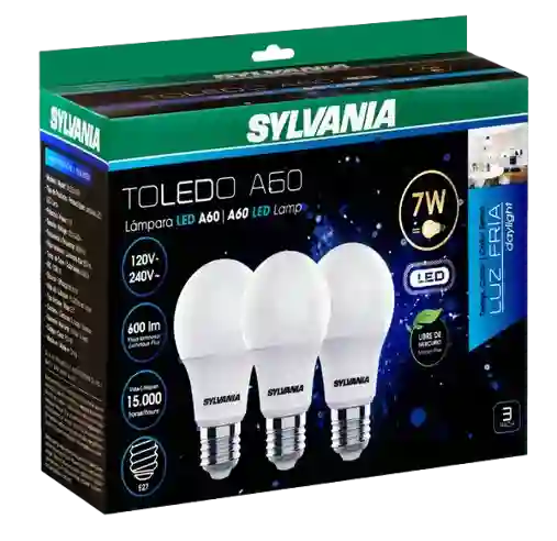 Sylvania Pack Bombillo Led Sylvania 7W Luz Blanca