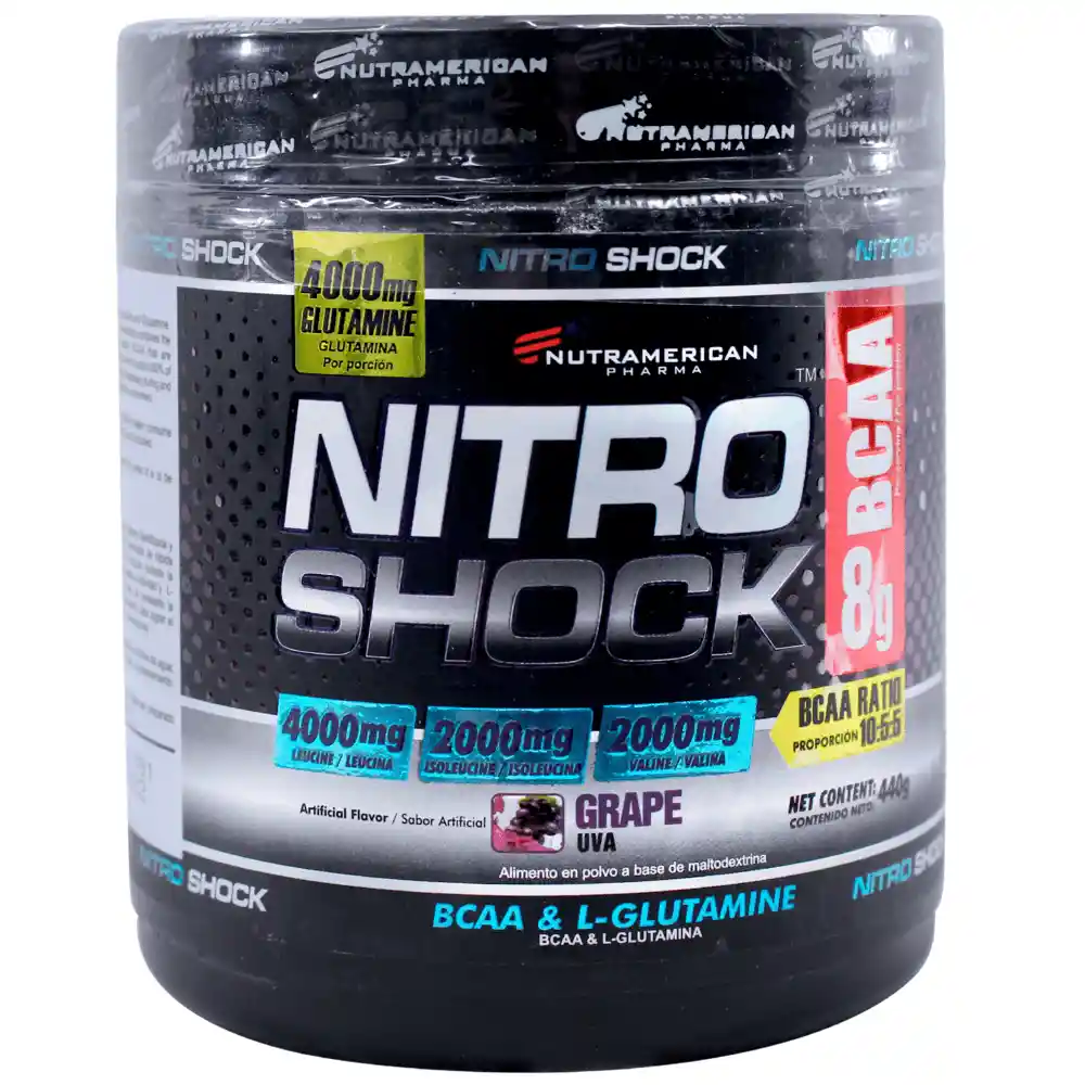 Nitro shock Proteína Sabor a Uva con Bcaa + L Glutamina