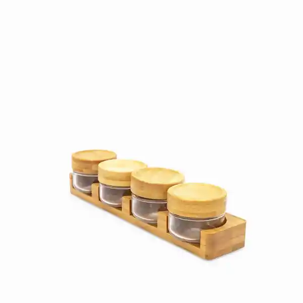 Set Rack Especias Bajo Base Madera Ambiente Gourmet
