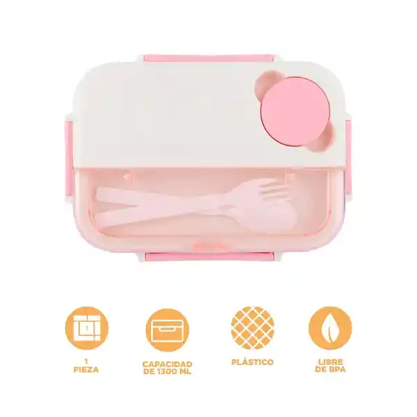 Contenedor Para Alimentos Rosa y Blanco 1300 mL Miniso