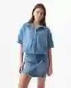 Camisa Cropped Denim Azul Dark Ultraoscuro Talla XS Chevignon