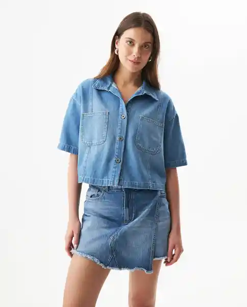 Camisa Cropped Denim Azul Dark Ultraoscuro Talla XS Chevignon