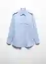 Camisa Mateos Azul Talla L Mujer Mango