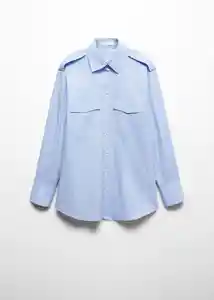Camisa Mateos Azul Talla L Mujer Mango