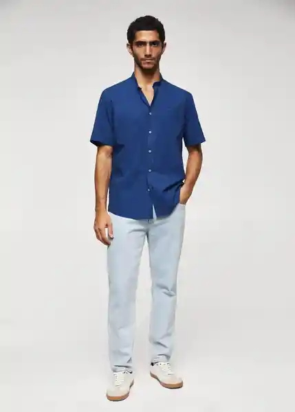 Camisa Solid-H Navy Talla M Hombre Mango