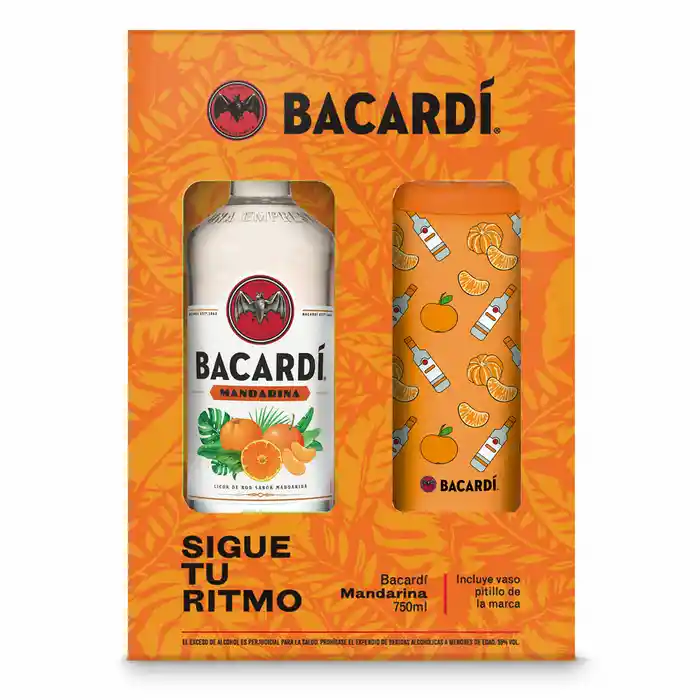 Bacardi Ron Mandarina+Vaso Pitillo