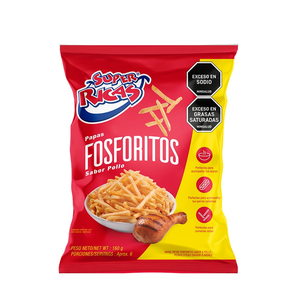 Súper Ricas Papas Fosforitos Sabor a Pollo 160 g