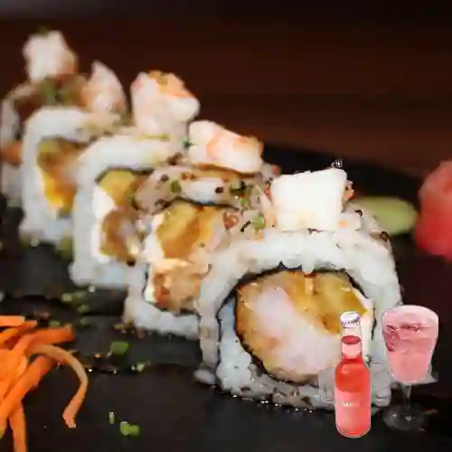 Combo Ebi Roll + Soda Hatsu Frambuesa & Rosas 300 ml
